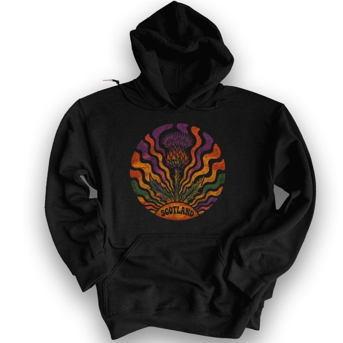 Groovy Scotland Thistle Hoodie - Black