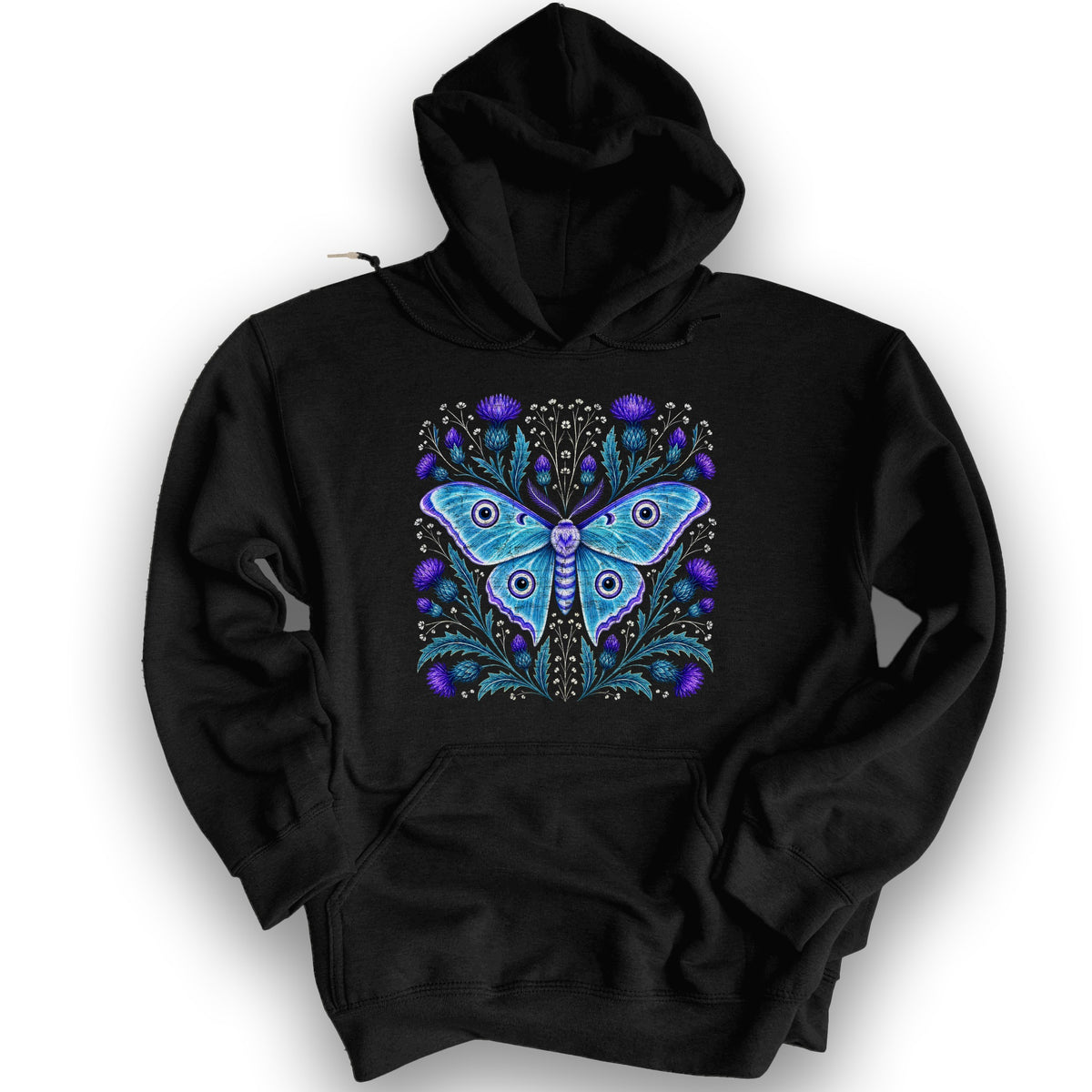 Emperor Moth Thistle Hoodie - Black