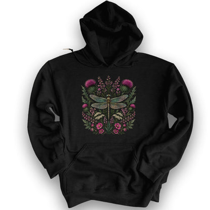 Wild Dragonfly Thistle Hoodie - Black