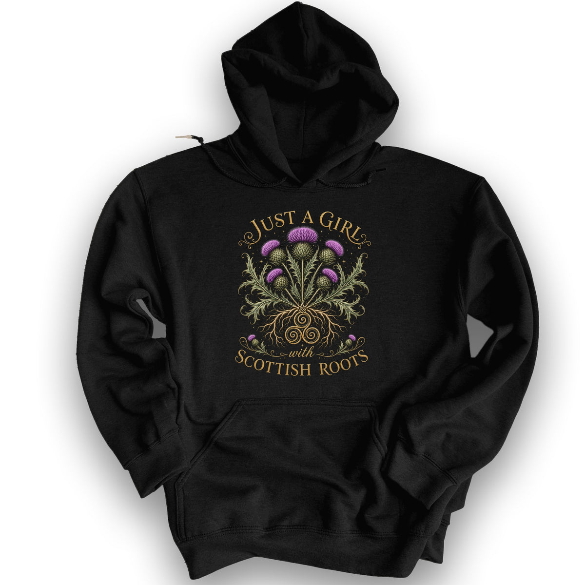 Scottish Roots Girl Hoodie - Black