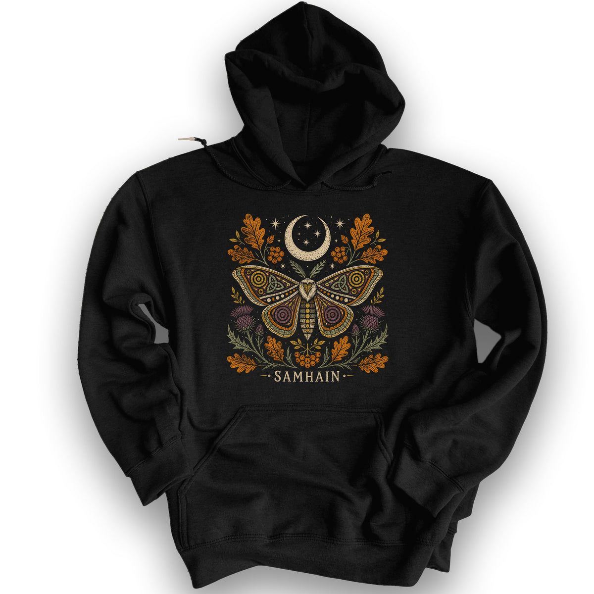 Samhain Autumn Moth Hoodie - Black
