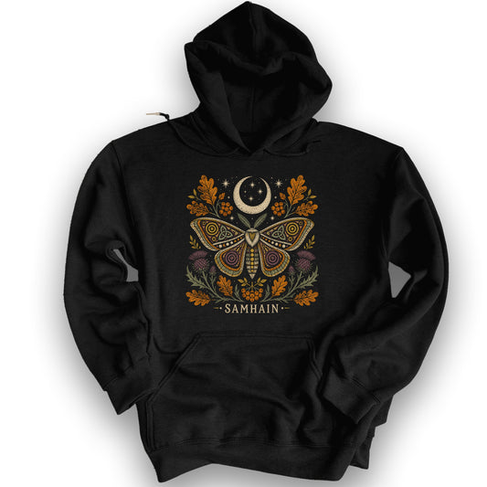 Samhain Autumn Moth Hoodie - Black