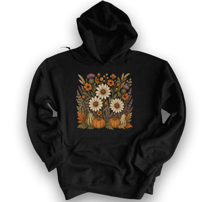 Pumpkin Florals Hoodie - Black