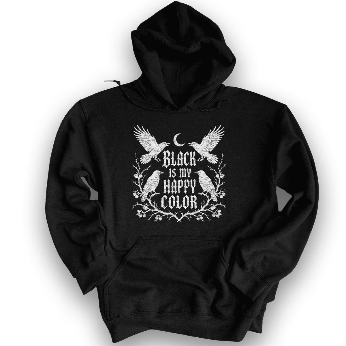 Crow Happy Color Hoodie - Black
