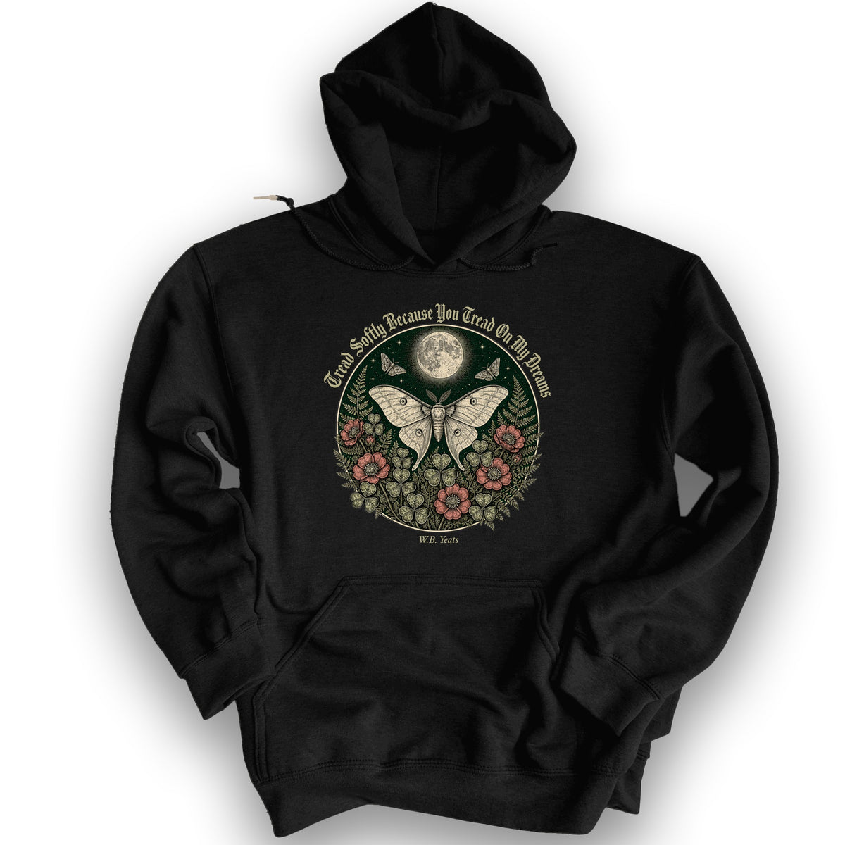 Yeats Moon Moth Hoodie - Black