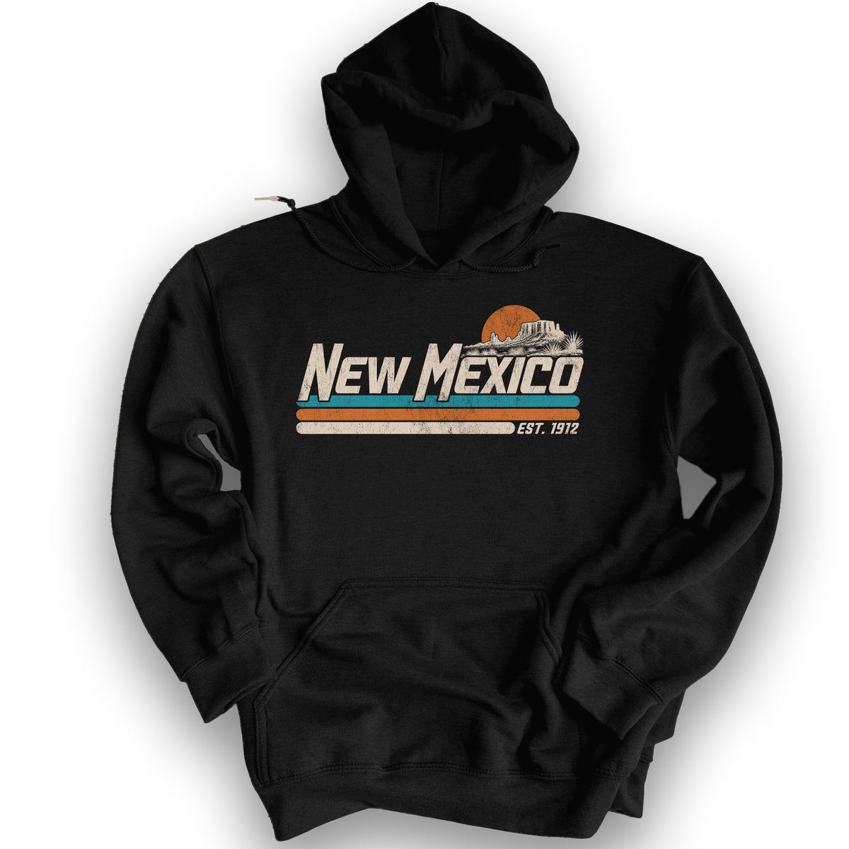 New Mexico Retro Stripe Hoodie - Black