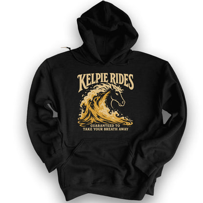 Kelpie Rides Retro Hoodie - Black