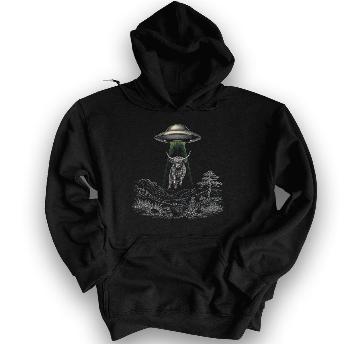 Highland Coo UFO Hoodie - Black