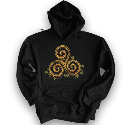 Irish Golden Triskele Hoodie - Black