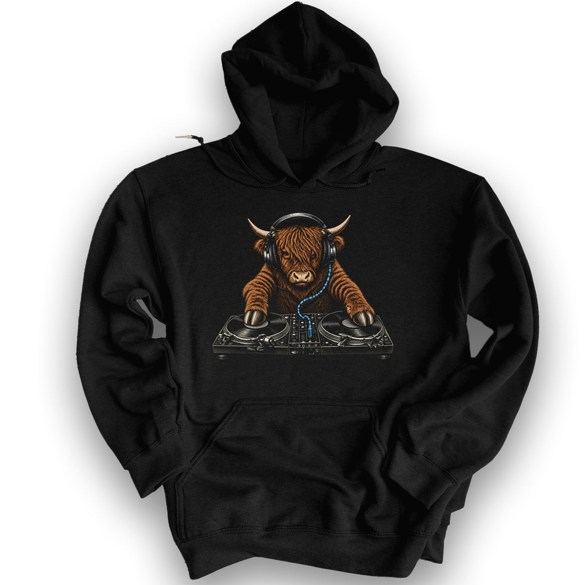 Dj Highland Coo Hoodie - Black