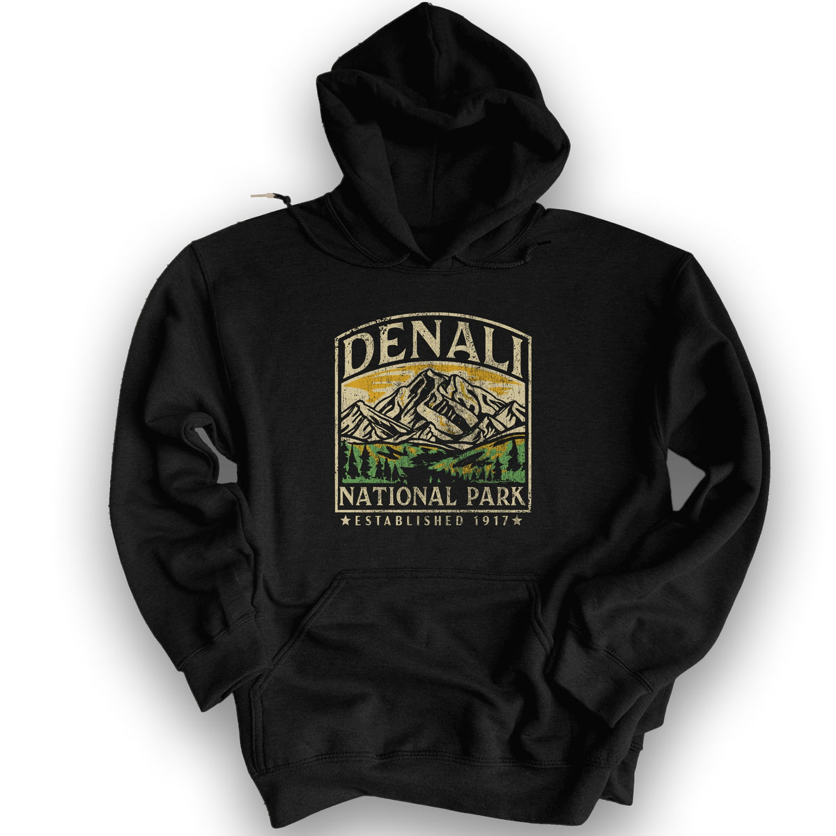 Denali National Park Vintage Hoodie - Black