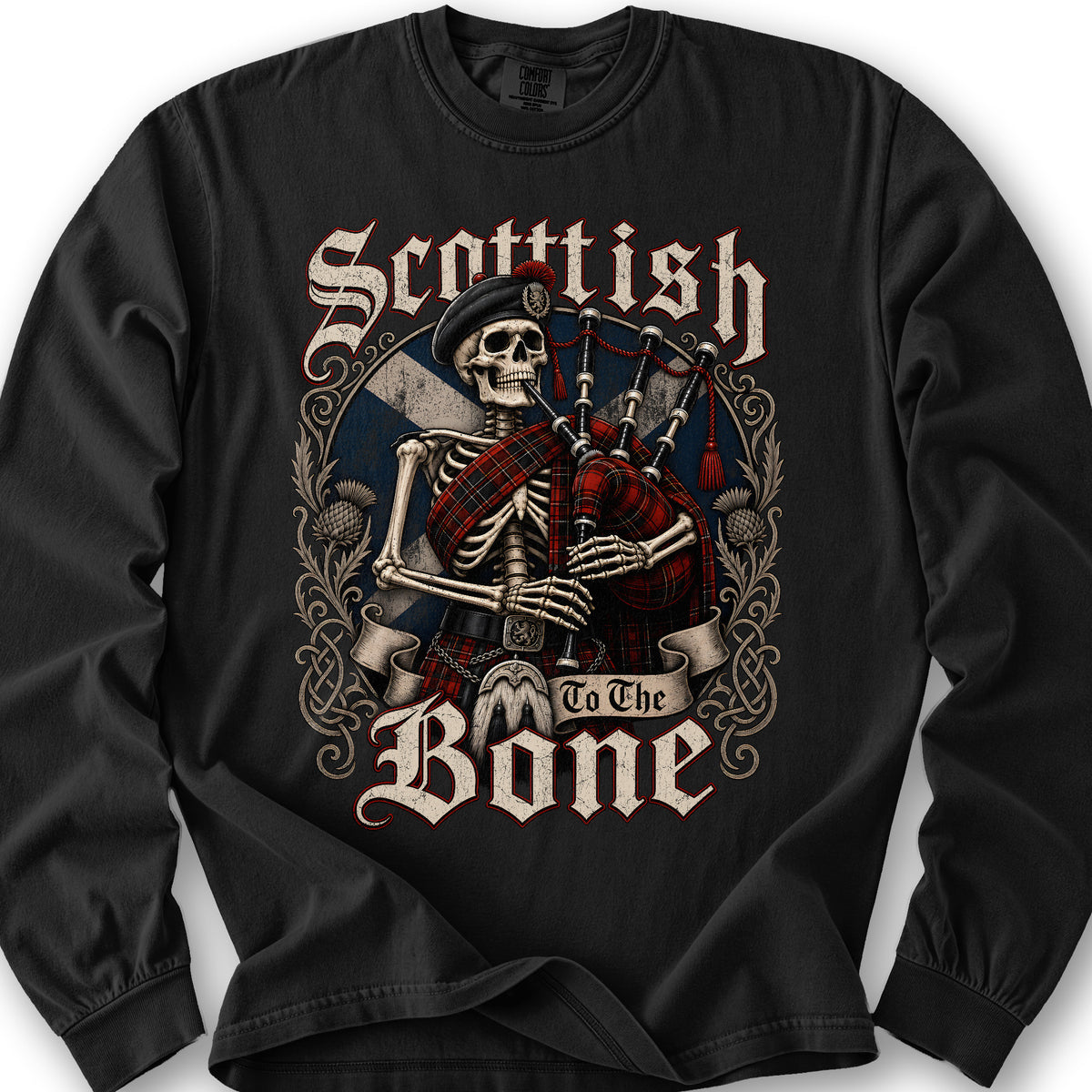 Scottish Boney Piper Long Sleeve Shirt - Black