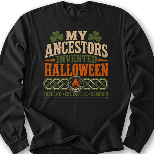 Irish Ancestors Halloween Long Sleeve Shirt - Black