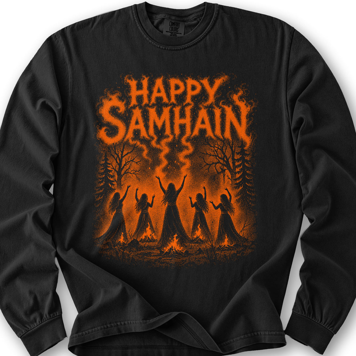 Happy Samhain Druid Long Sleeve Shirt - Black