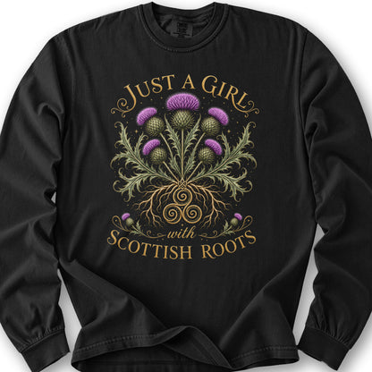 Scottish Roots Girl Long Sleeve Shirt - Black