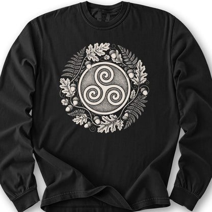 Autumn Triskele Wreath Long Sleeve Shirt - Black
