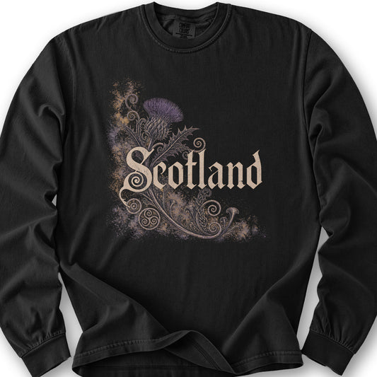 Scotland Ancient Symbols Long Sleeve Shirt - Black