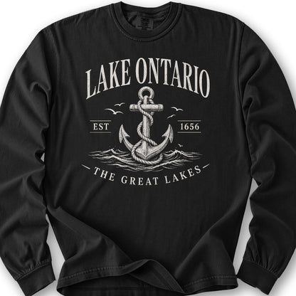 Lake Ontario Anchor Long Sleeve Shirt - Black