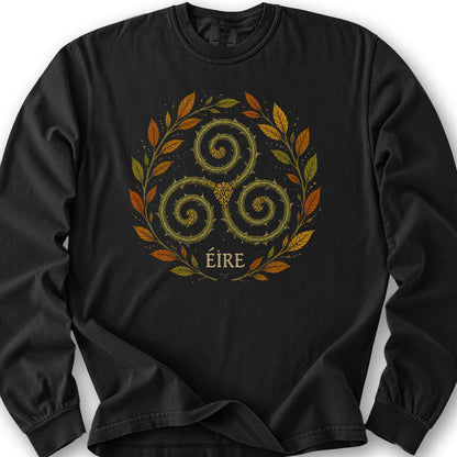 Éire Autumn Spiral Long Sleeve Shirt - Black