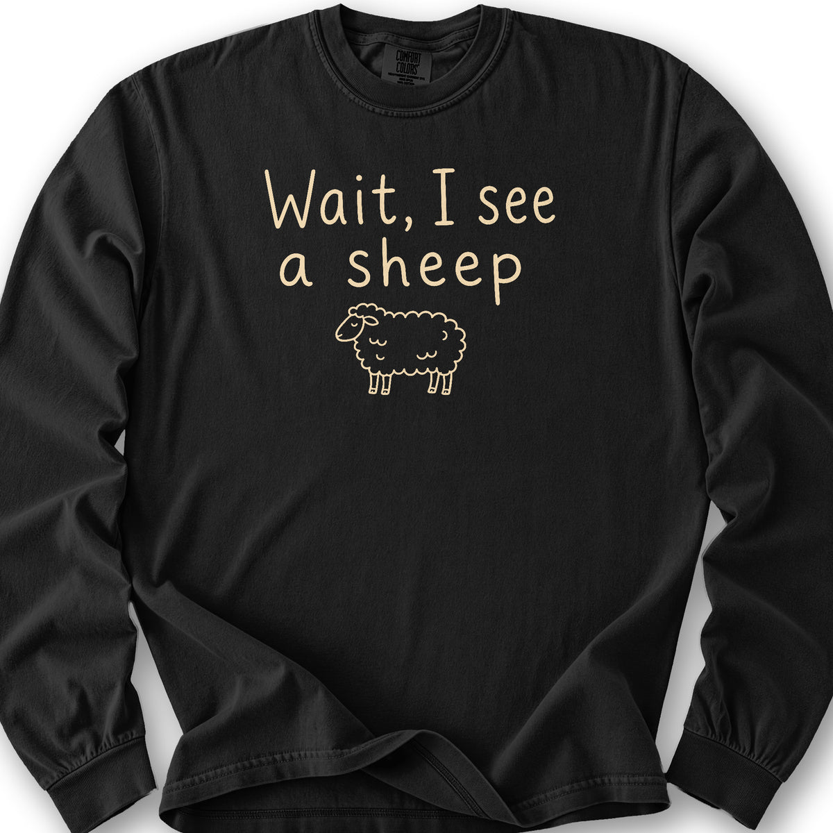 Wait I See A Sheep Long Sleeve Shirt - Black