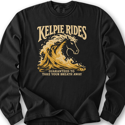 Kelpie Rides Retro Long Sleeve Shirt - Black