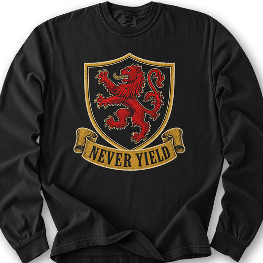 Never Yield Lion Long Sleeve Shirt - Black