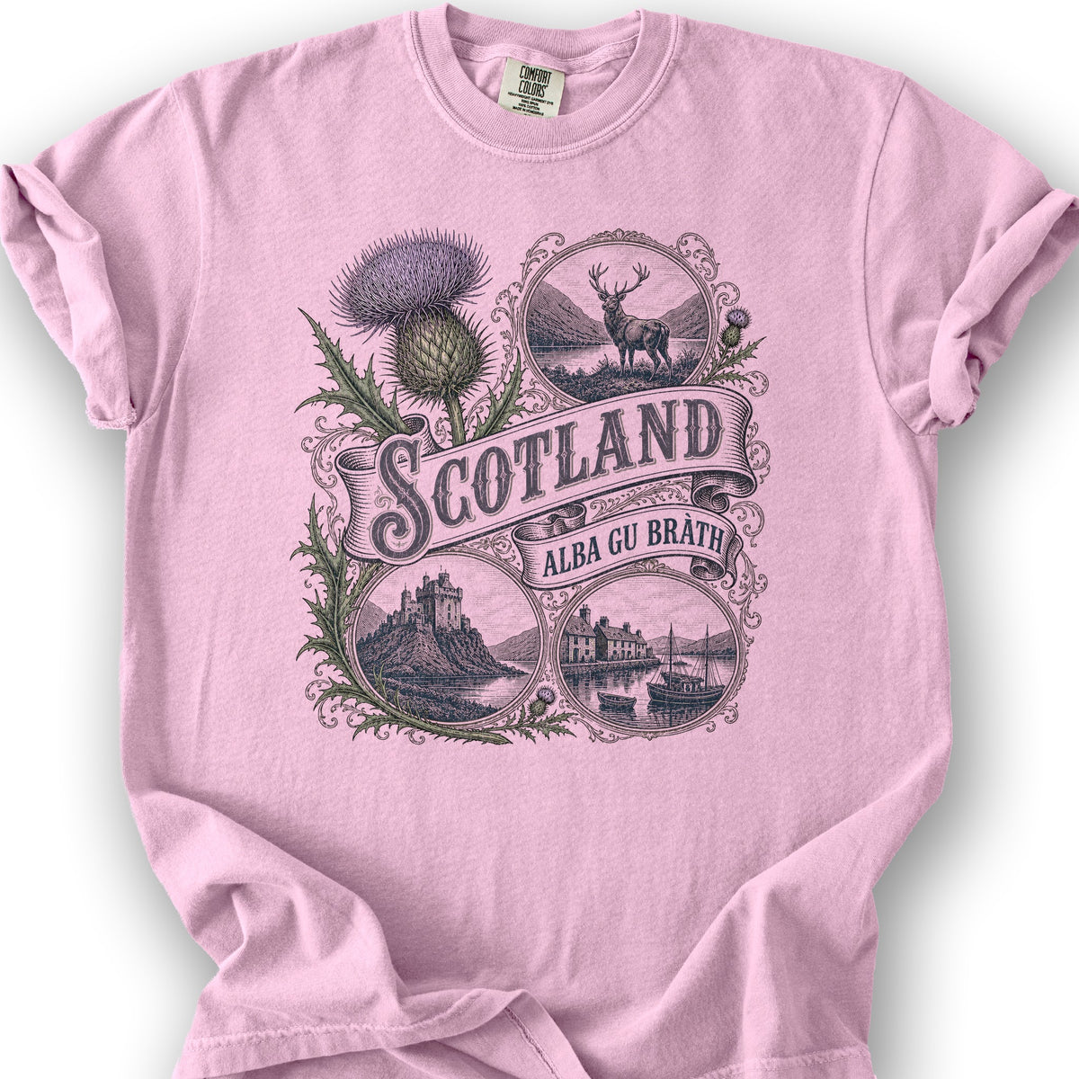 Scotland Vignettes T-Shirt - Blossom