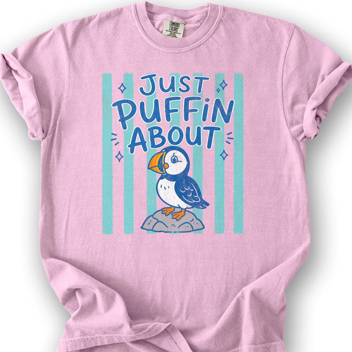 Just Puffin About Stripes T-Shirt - Blossom