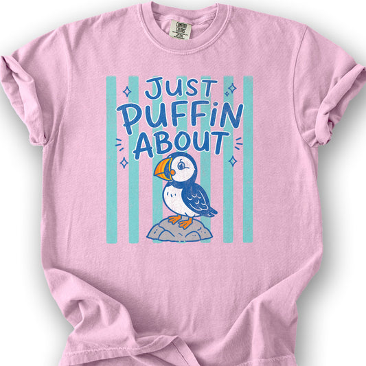 Just Puffin About Stripes T-Shirt - Blossom
