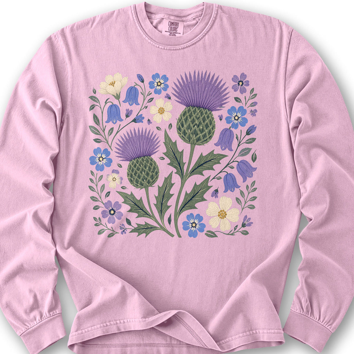 Scottish Thistle Floral Long Sleeve Shirt - Blossom