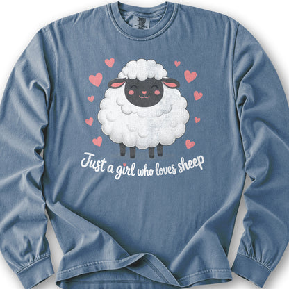 Just A Girl Sheep Long Sleeve Shirt - BlueJean