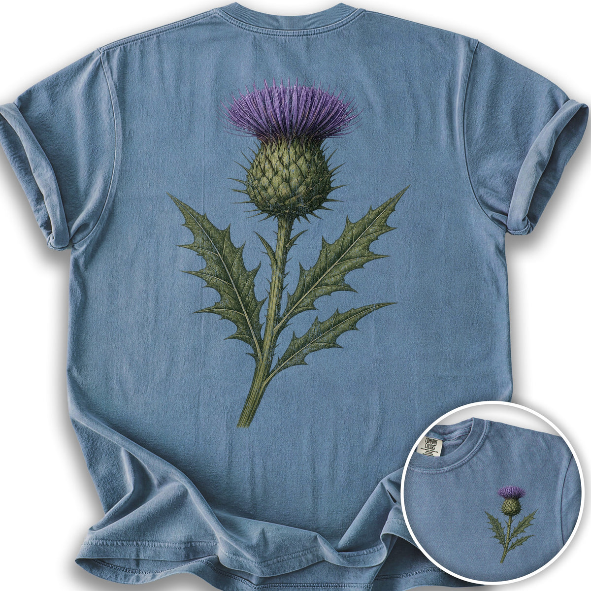 Thistle of Scotland Front/Back Print T-Shirt - Blue Jean