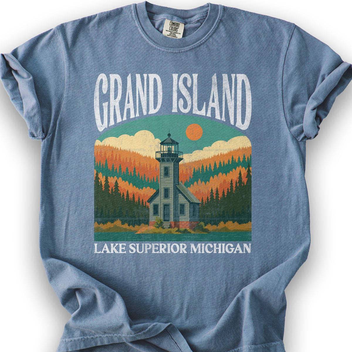 Grand Island Michigan "Big and Bold" T-Shirt - Blue Jean