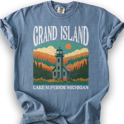 Grand Island Michigan "Big and Bold" T-Shirt - Blue Jean