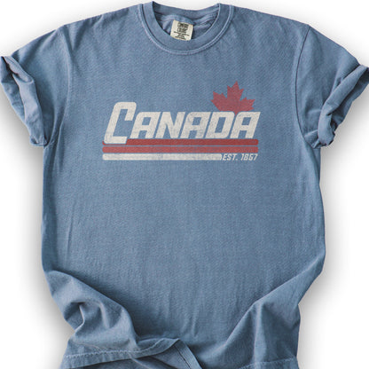 Canada Retro Stripe T-shirt - Blue Jean