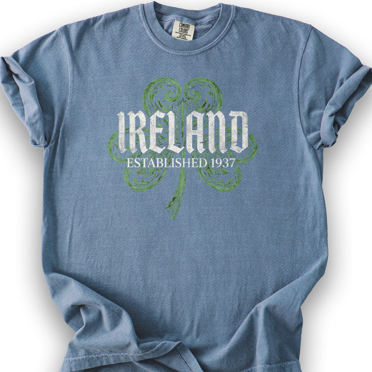 Ireland Gothic Shamrock T-shirt - Blue Jean