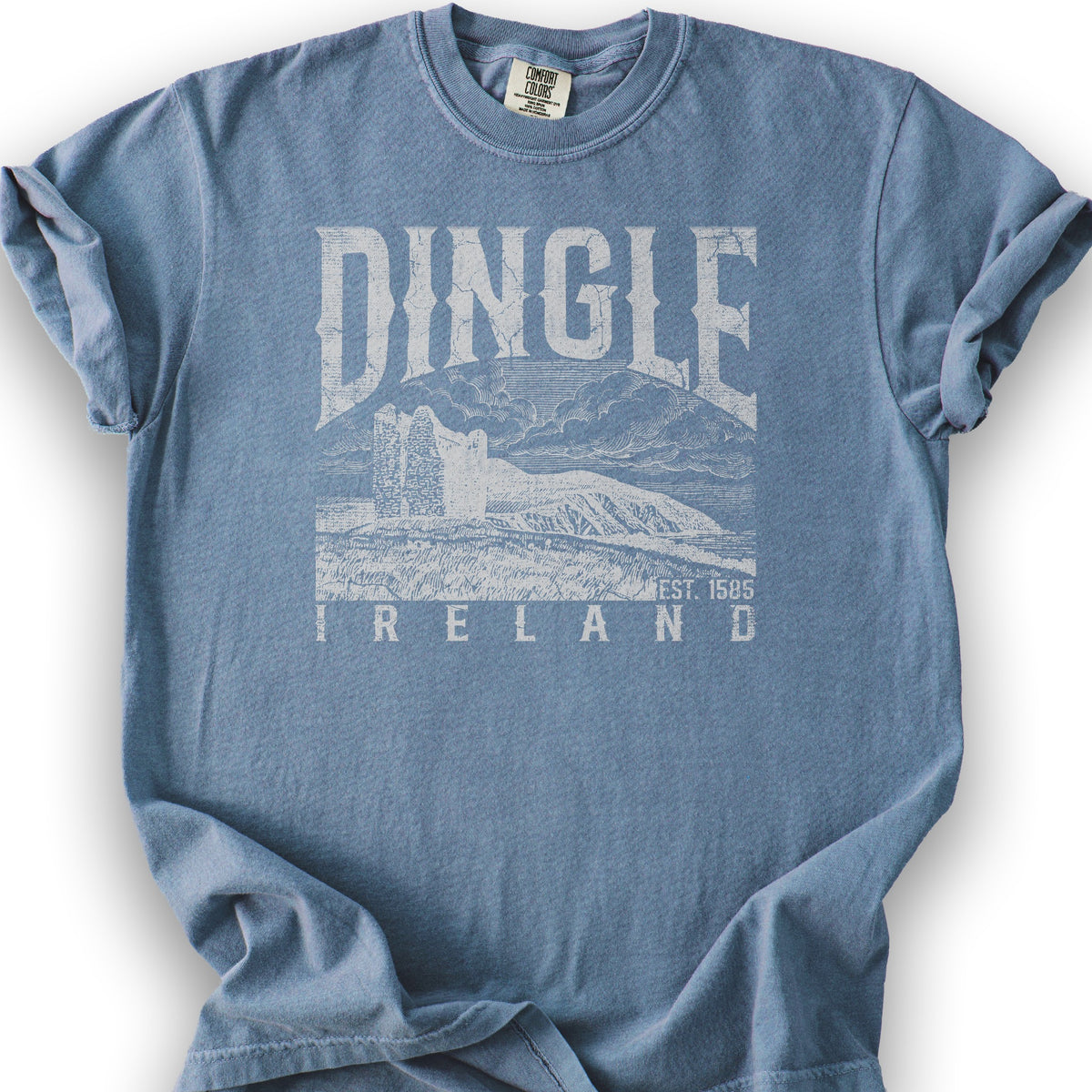 Dingle Ireland Vintage Print T-Shirt - Blue Jean