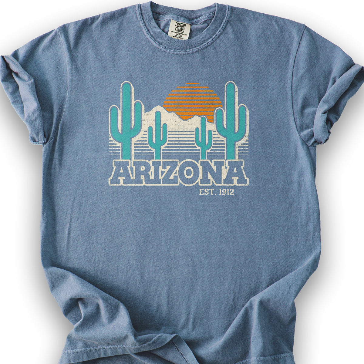 Arizona Retro Cactus T-Shirt - Blue Jean