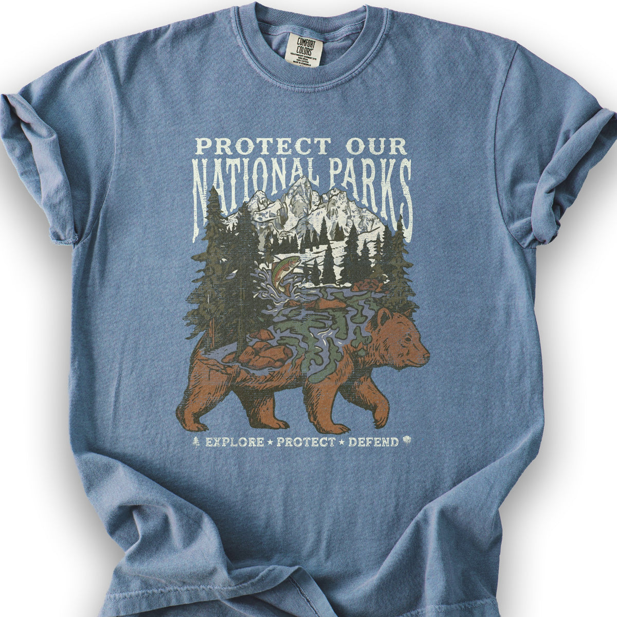 Protect Our Parks Bear T-Shirt - Blue Jean