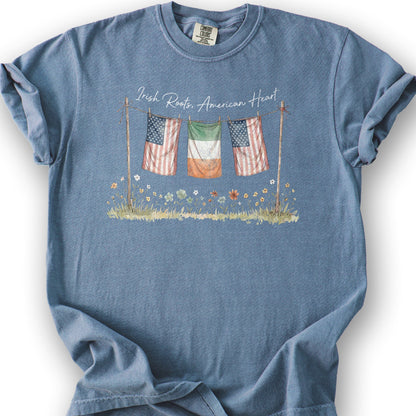 Irish Roots American Heart T-Shirt - Blue Jean