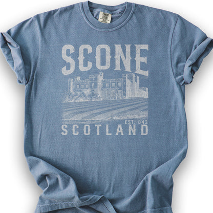 Scone Scotland Sketch T-Shirt - Blue Jean