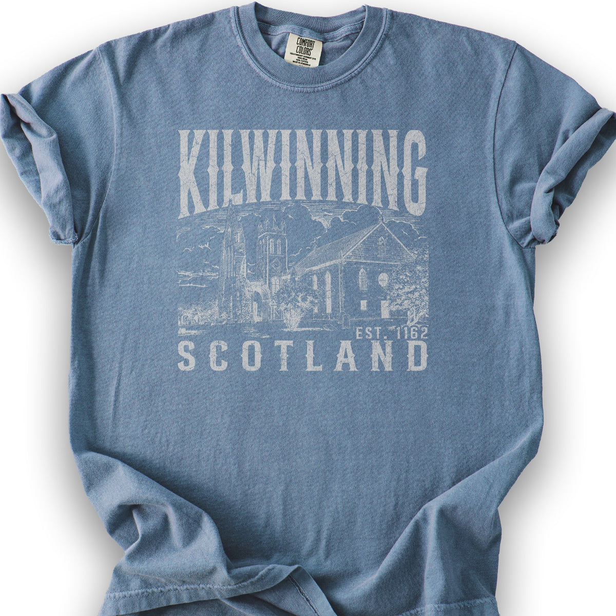 Kilwinning Scotland Sketch T-Shirt - Blue Jean