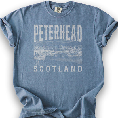 Peterhead Scotland Sketch T-Shirt - Blue Jean
