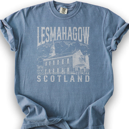 Lesmahagow Scotland Sketch T-Shirt - Blue Jean