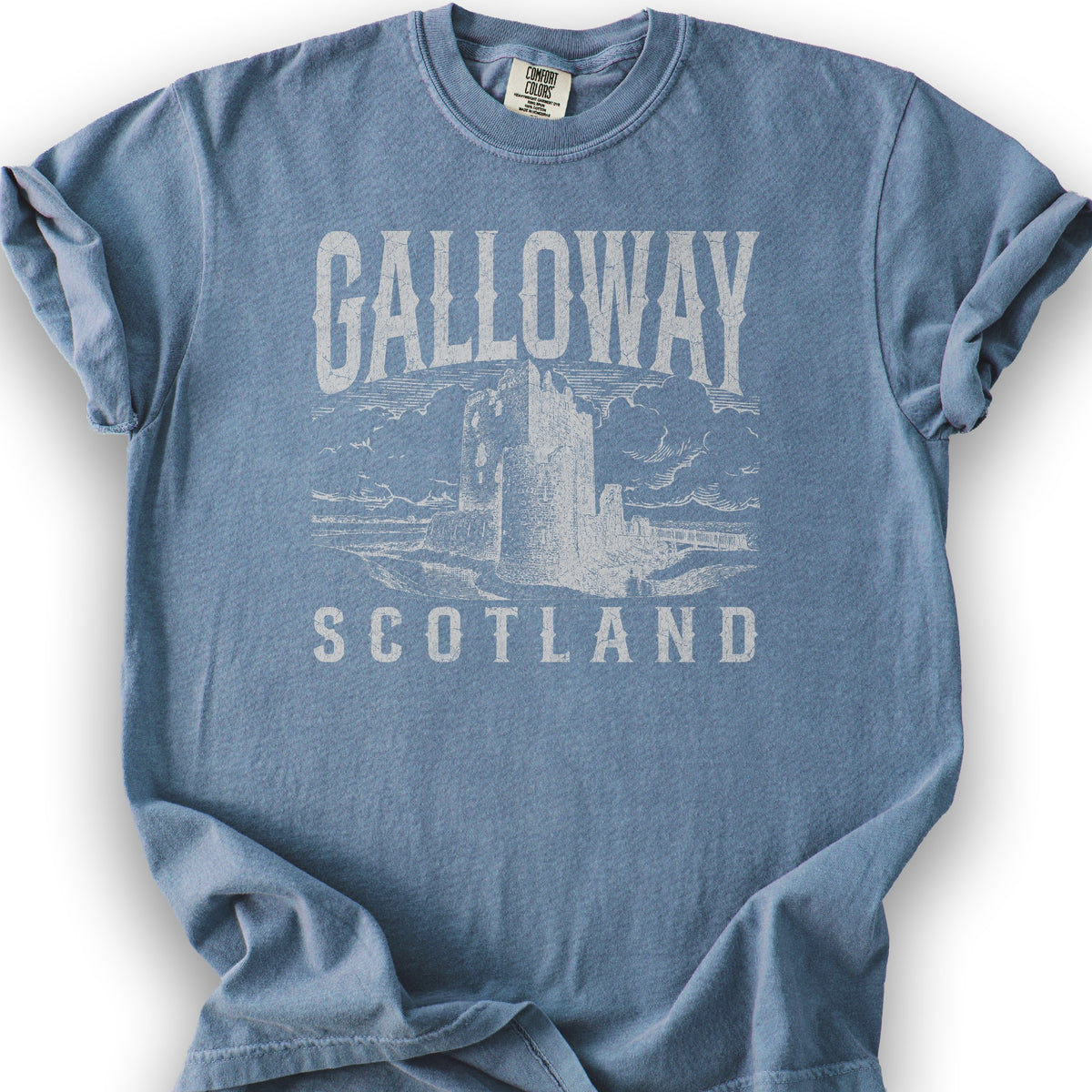 Galloway Scotland Sketch T-Shirt - Blue Jean