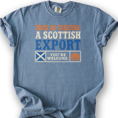 Trick Or Treat Scottish T-Shirt - Blue Jean