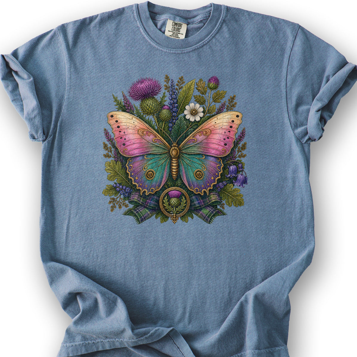 Scottish Bloom T-Shirt - Blue Jean
