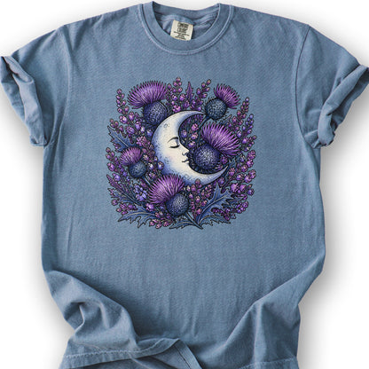 Botanical Moon Thistle T-Shirt - Blue Jean