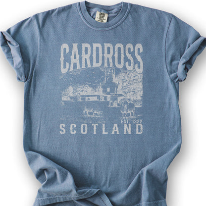 Cardross Scotland Sketch T-Shirt - Blue Jean