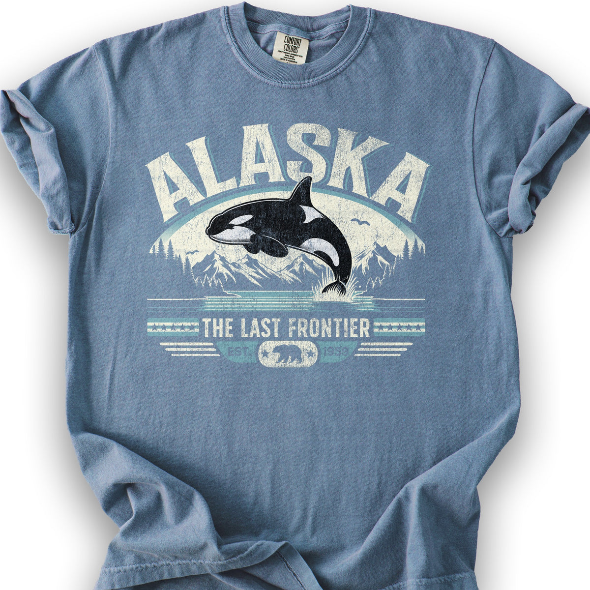 Alaska The Last Frontier "Orca" T-Shirt - Blue Jean